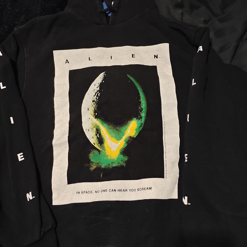 Divided Black Hoodie with Graphic Design